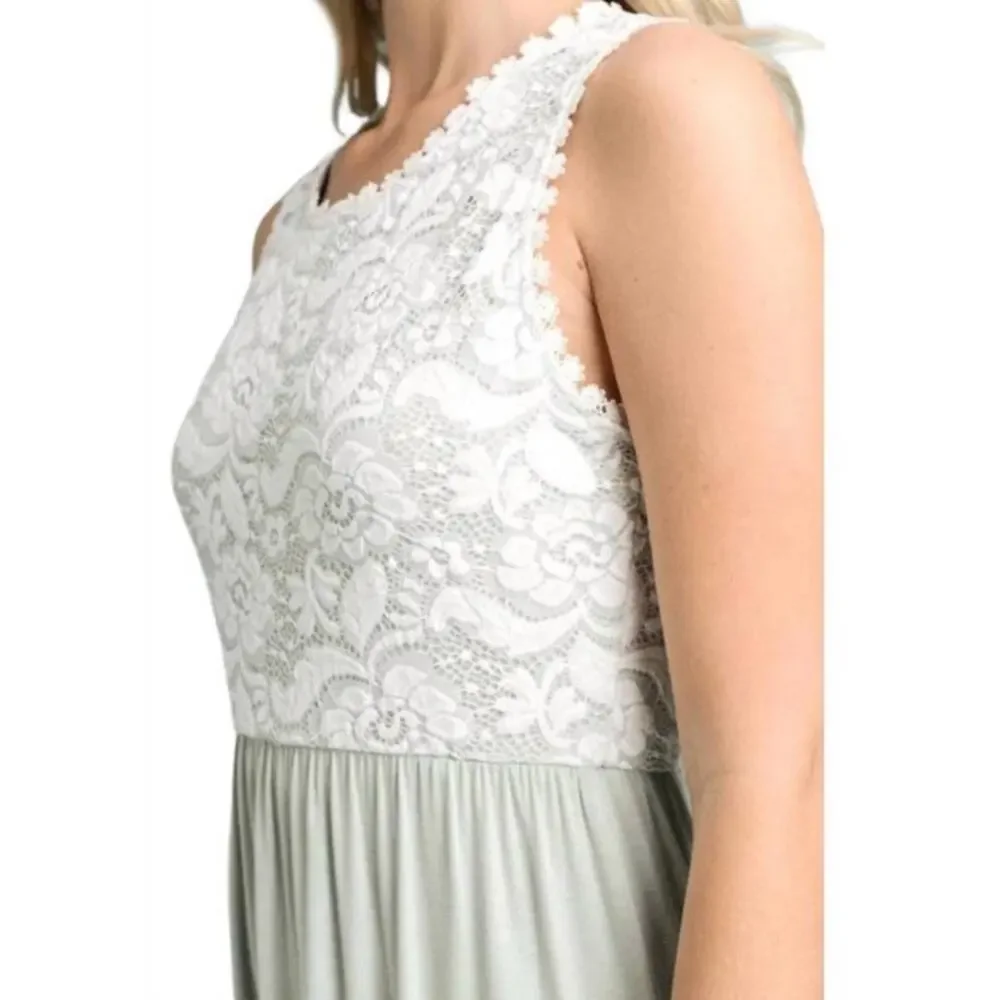 Vanilla Bay Sage Lace Maxi Dress M Boho Sleeveless Empire Waist Cottagecore NWT - Picture 5 of 9
